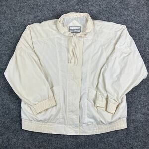 Fleetstreet Jacket Mens Size XL Cream Lightweight Windbreaker Casual Zip Front